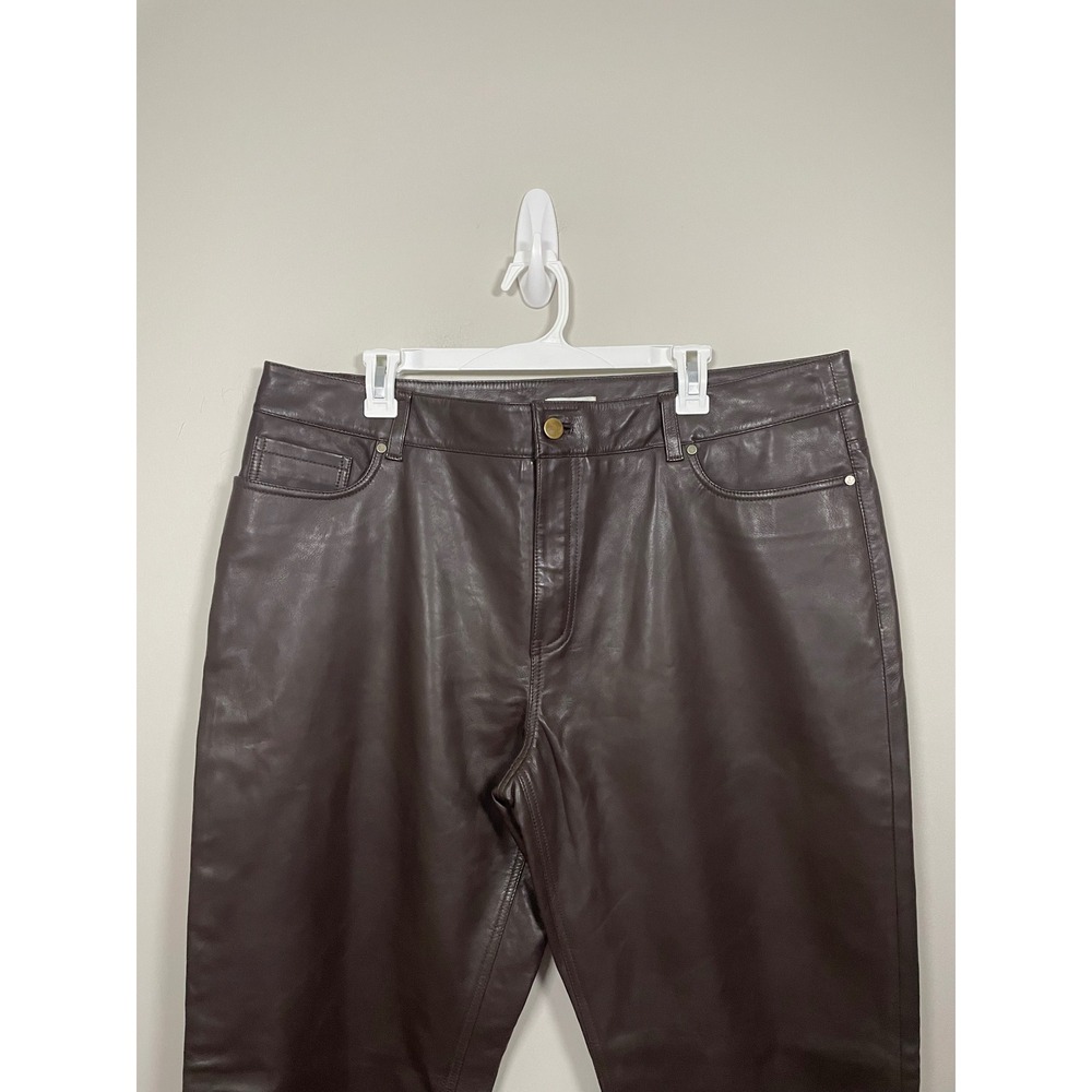 Sundance Bronwen Buttery Soft Leather Pants Plus Size 32 Classic Quiet Luxury - Picture 3 of 9